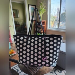 Michael Kors Large Black and White Polka Dot Tote Bag